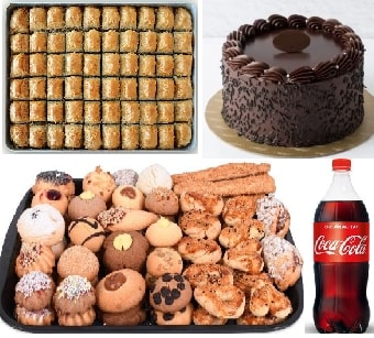 Evde Kutlama Paketi: Klasik Pasta 1 Kg Baklava Kuru Pasta ve Kola